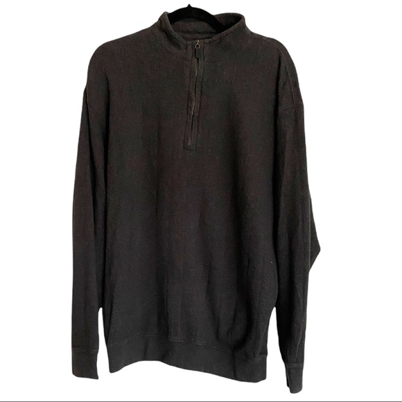 Turnbury Dark Grey 1/4 Zip Pullover Cotton Sweater - Picture 2 of 5